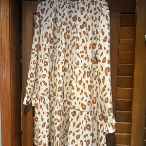 Amazon Women's Midi Dress - Cream and Brown